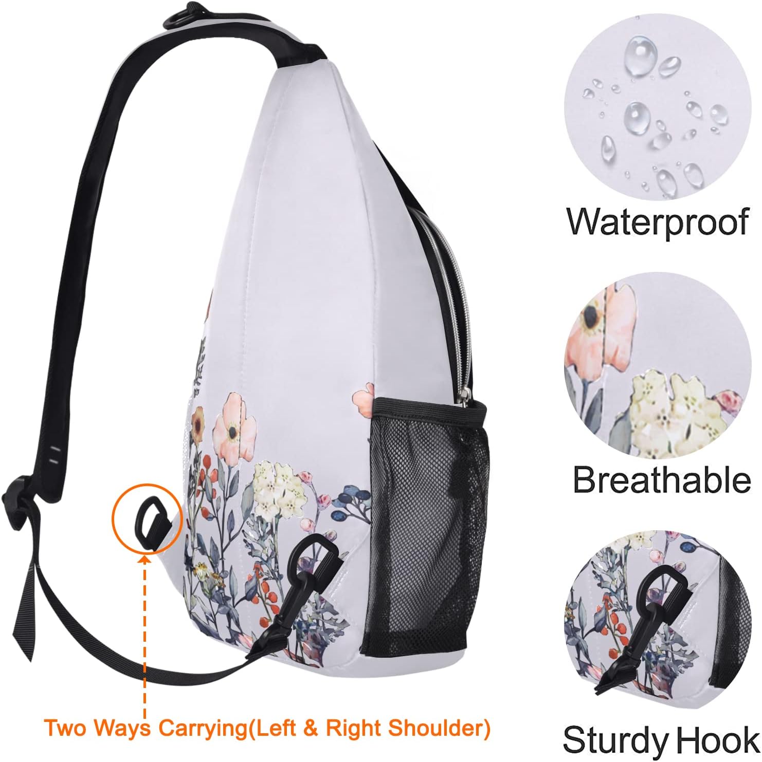 MOSISO Mochila bandolera multiusos para viajes, senderismo, jardín, flores, cuerda, bolsa cruzada para hombro