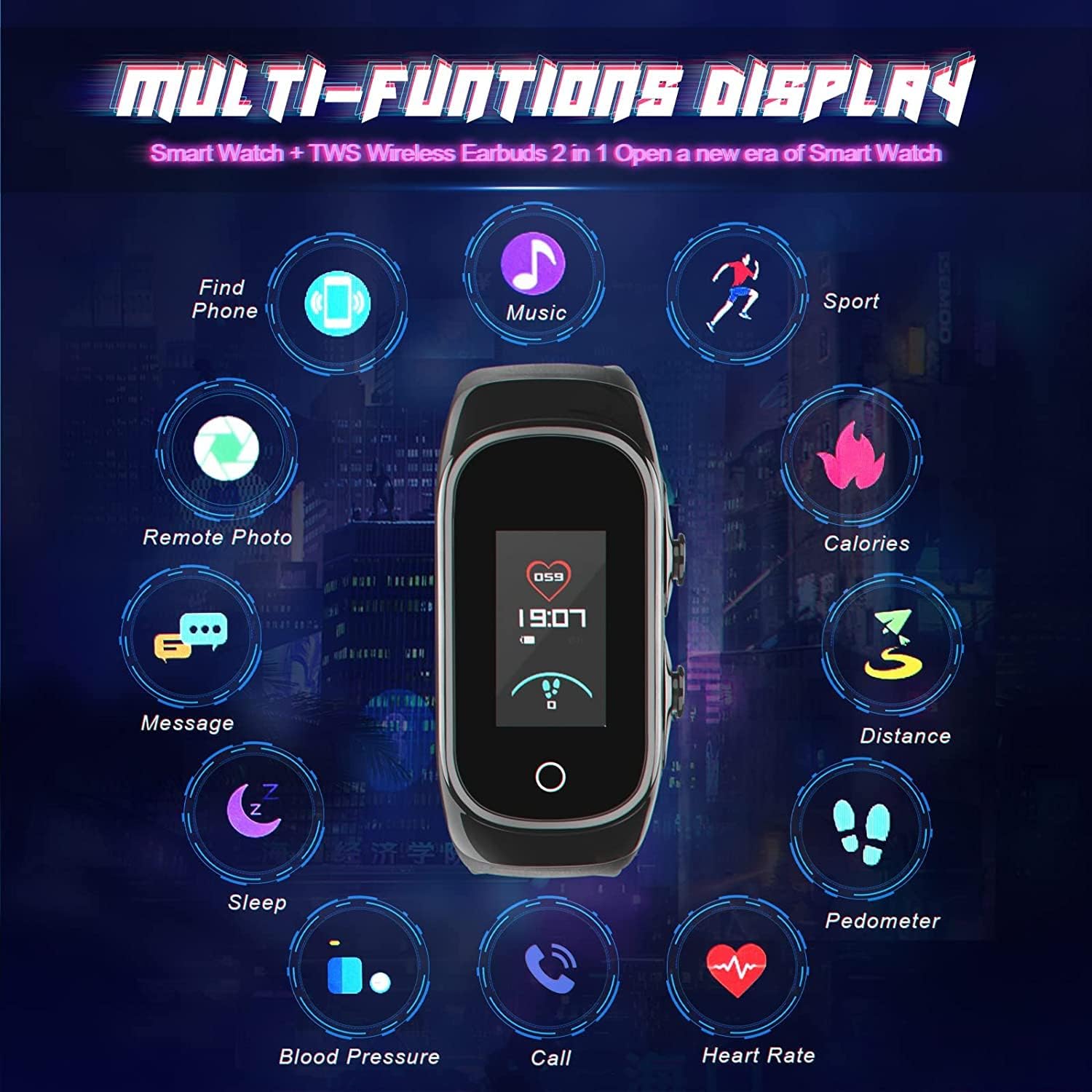 Reloj inteligente con auriculares para mujeres y hombres, reloj de seguimiento de actividad física combinado con auriculares Bluetooth que pueden