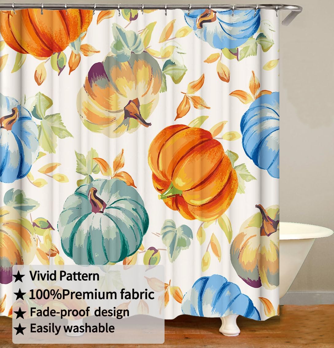Clearance Items – Cortina de ducha de otoño, cortina de ducha de calabaza de Acción de Gracias, juego de baño de otoño, decoración de baño, 72 x 72