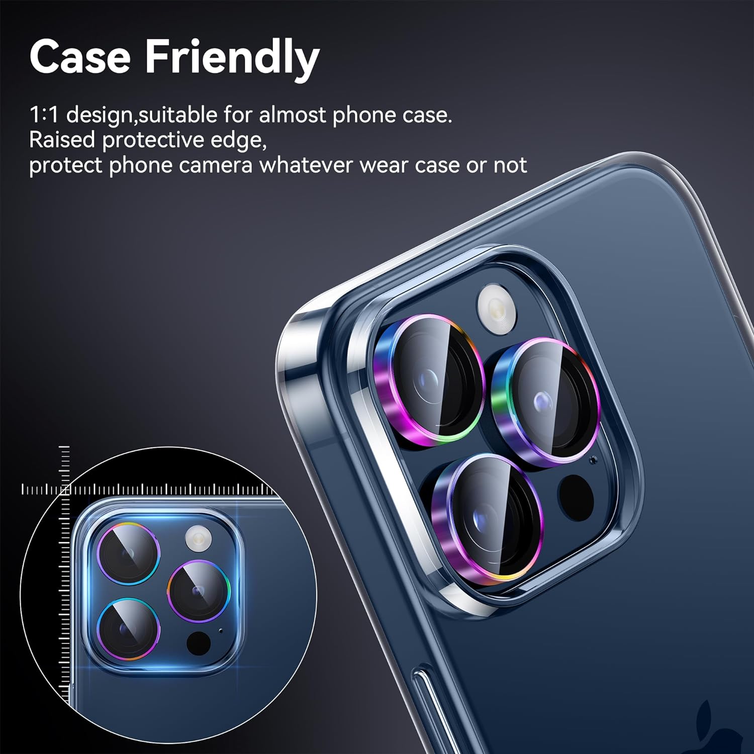 WSKEN Protector de lente de cámara para iPhone 15 ProiPhone 15 Pro Max, mantiene el disparo original Protector de pantalla de cámara de vidrio