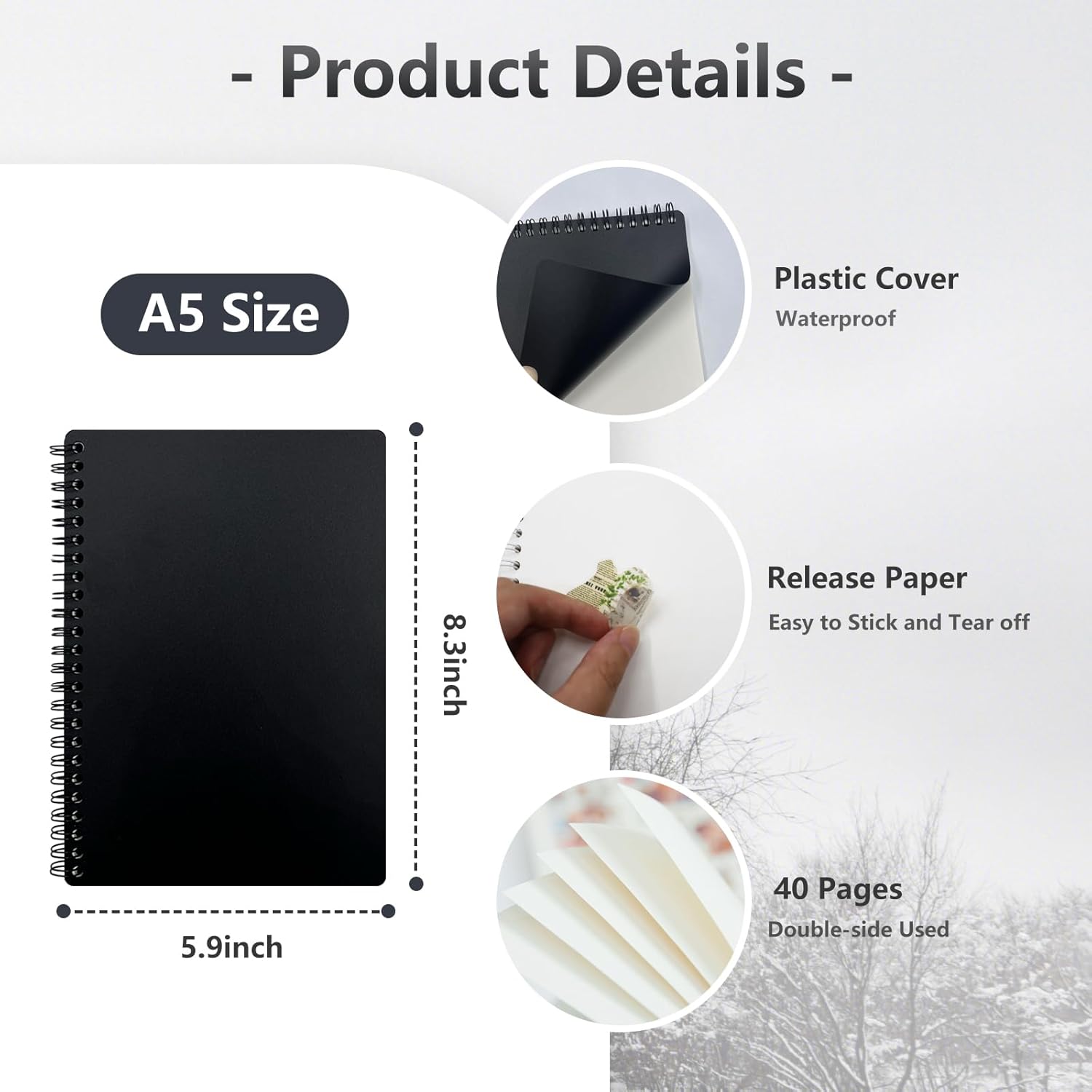 Libro de almacenamiento de calcomanías reutilizables, álbum de colección, calcomanías en blanco, libro organizador tamaño A5 con 40 hojas de papel