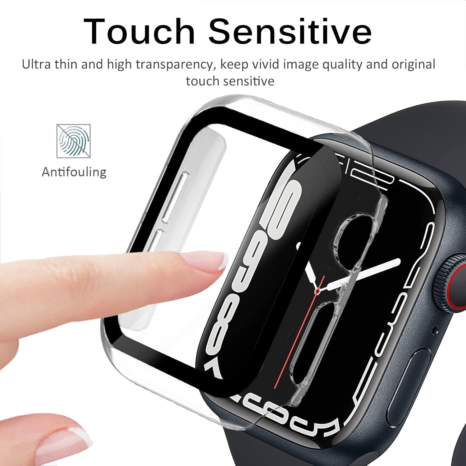 Miimall Funda compatible con Apple Watch Series 8 de 1.772 pulgadas con protector de pantalla antiarañazos, a prueba de golpes, policarbonato duro y