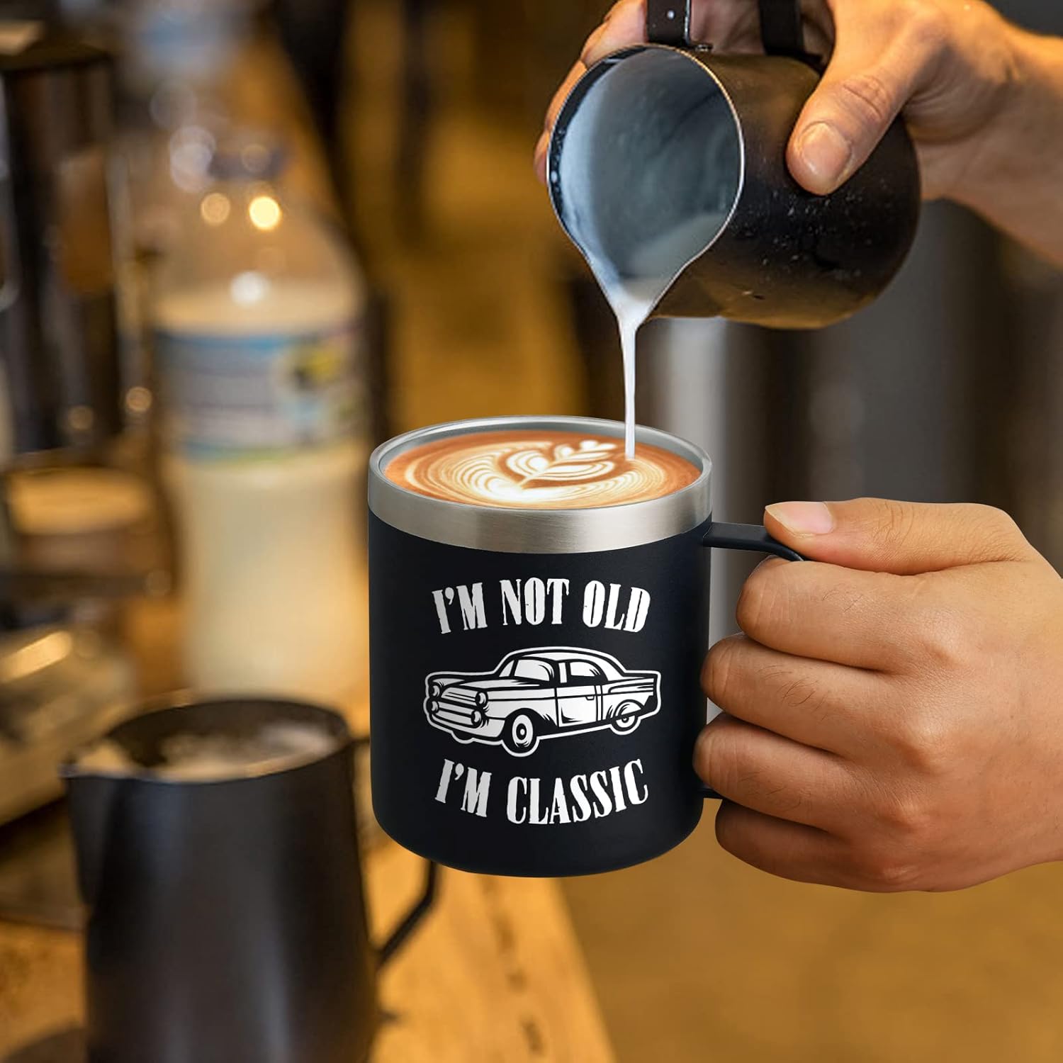 Taza de café con texto en inglés “I’m Not Old I’m Classic Car”, regalos para papá o abuelo, regalos para papá o abuelo, divertida taza de café para