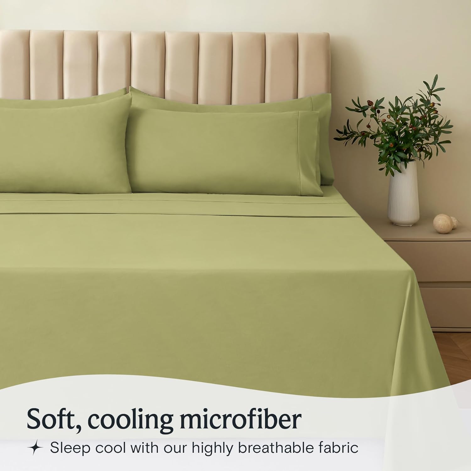 LuxClub – Juego de 4 sábanas de cama con bolsillos profundos de 18″, respetuosas con el medio ambiente, sin arrugas, lavables a máquina, suaves y