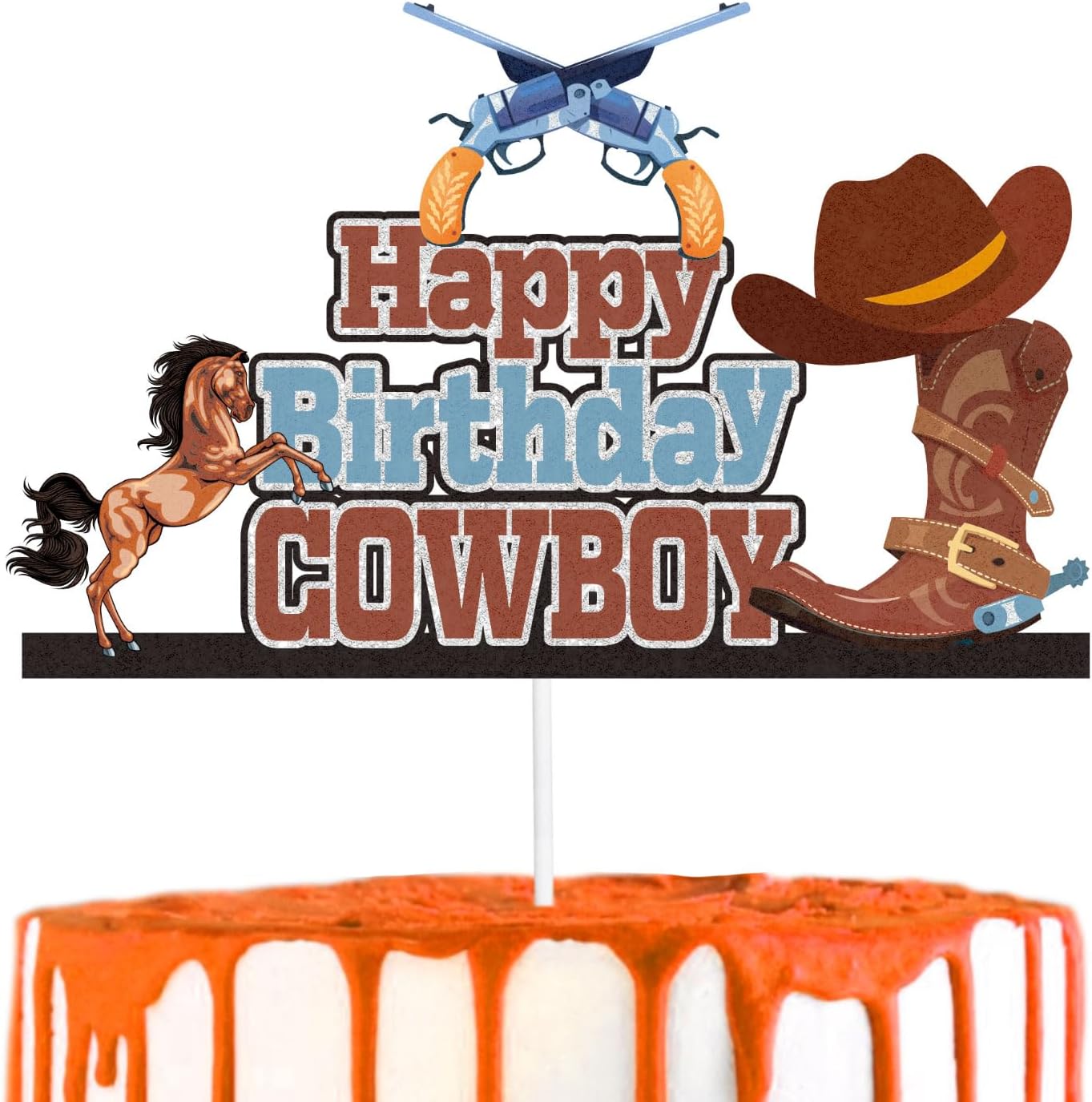 Decoración para pastel de fiesta de cumpleaños del sheriff del salvaje oeste es perfecta como una fiesta de cumpleaños temática de vaquero, fiesta