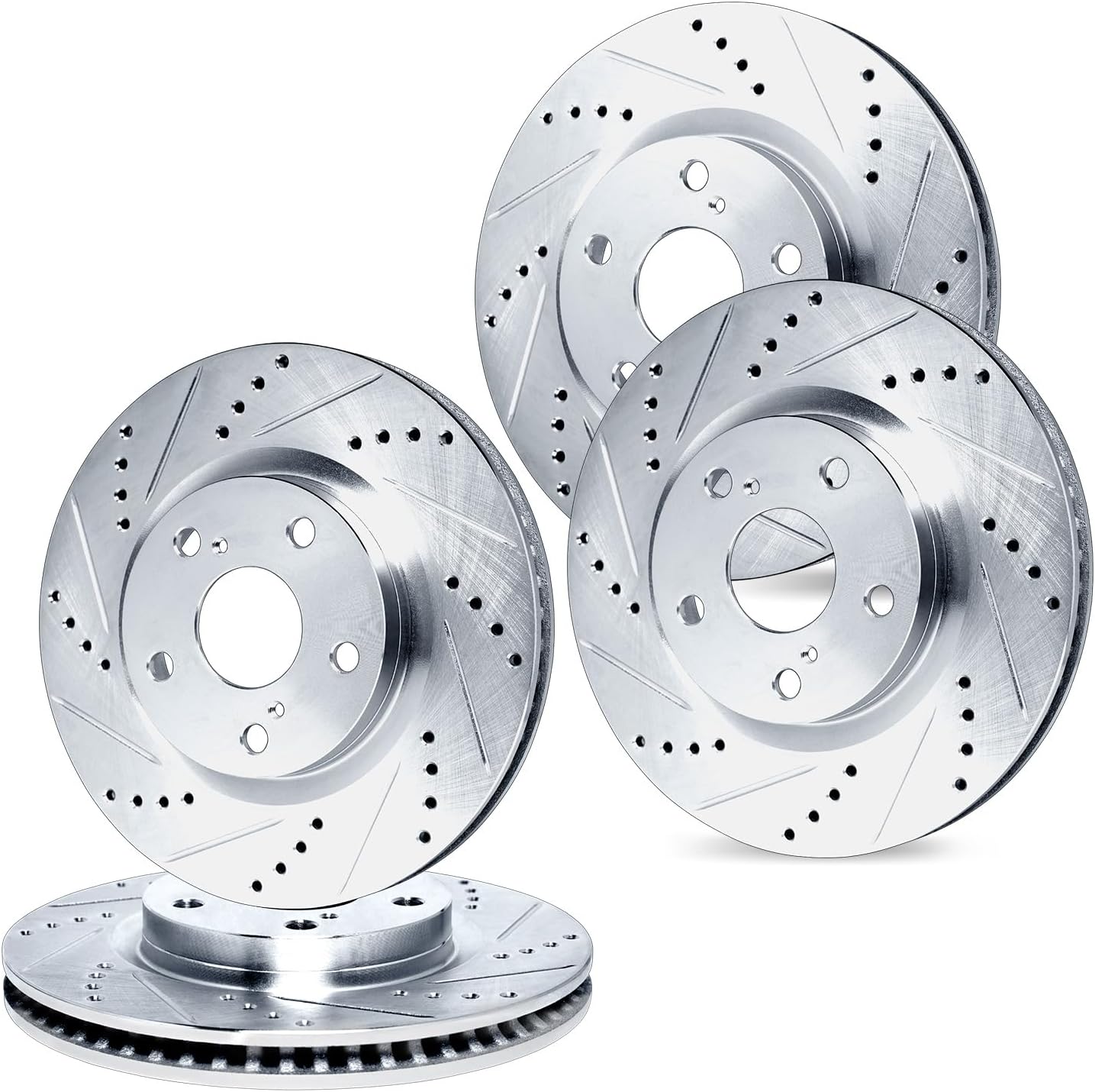 R1 Concepts Serie eLINE Rotores de freno delanteros y traseros perforados y ranurados compatibles con Toyota Supra 1993-1998