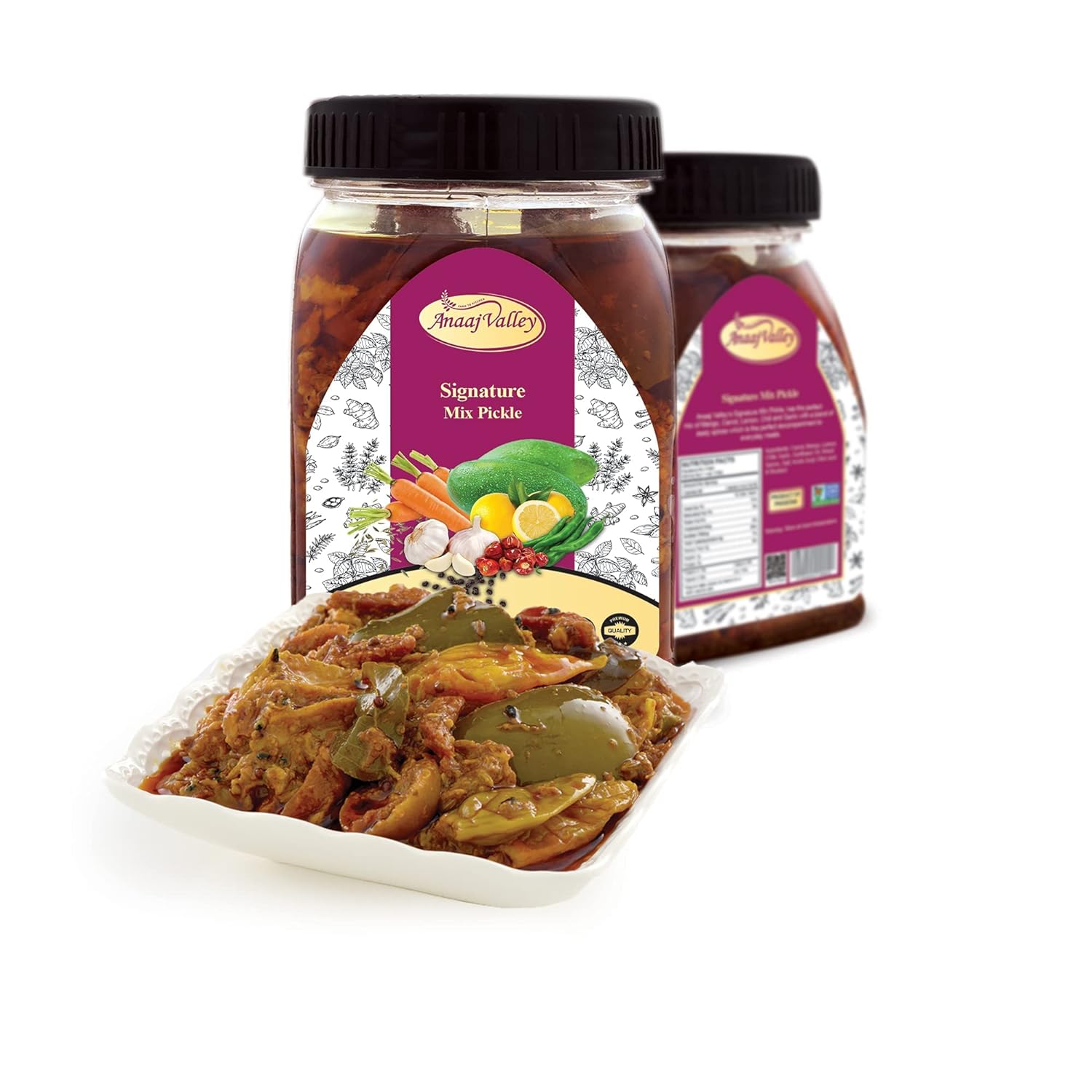 ANAAJ VALLEY Mix Pickle  22.93 oz de pepinillo mixto caliente  Mezcla picante de acar  Mezcla de condimentos encurtidos  Añade sabor y sabor a los