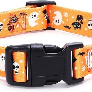 Moonpet Collares para perros pequeños, pequeños, medianos y grandes (estilo Halloween, M circunferencia de 12-18.5 pulgadas, 0.8 pulgadas de ancho 1 Moonpet Collares para perros pequeños, pequeños, medianos y grandes (estilo Halloween, M circunferencia de 12-18.5 pulgadas, 0.8 pulgadas de ancho 1