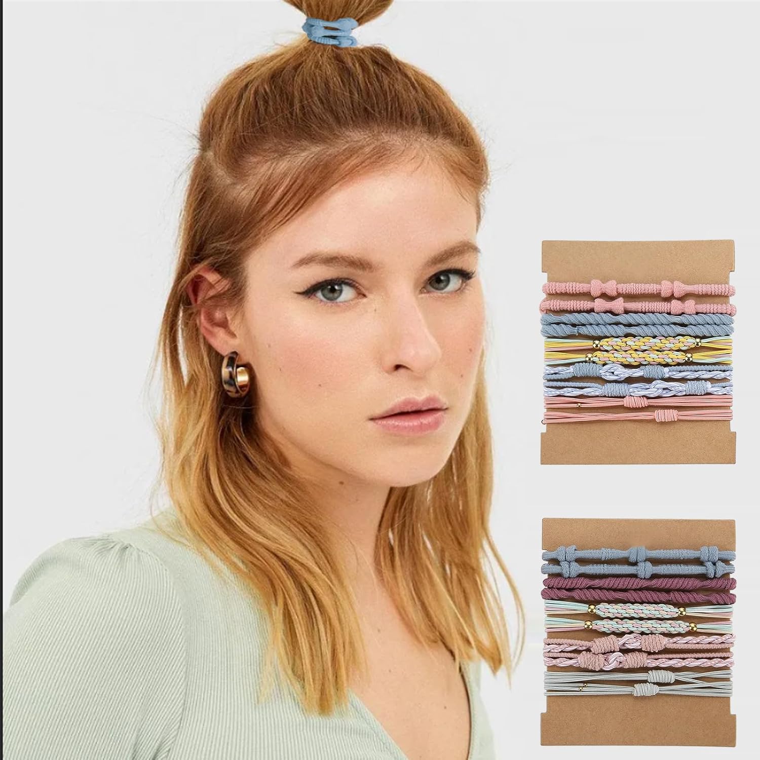 20 ligas para el cabello para mujer, estilo bohemio, sin daños, para cabello grueso y fino, accesorios para niñas (estilo C, 10 colores)