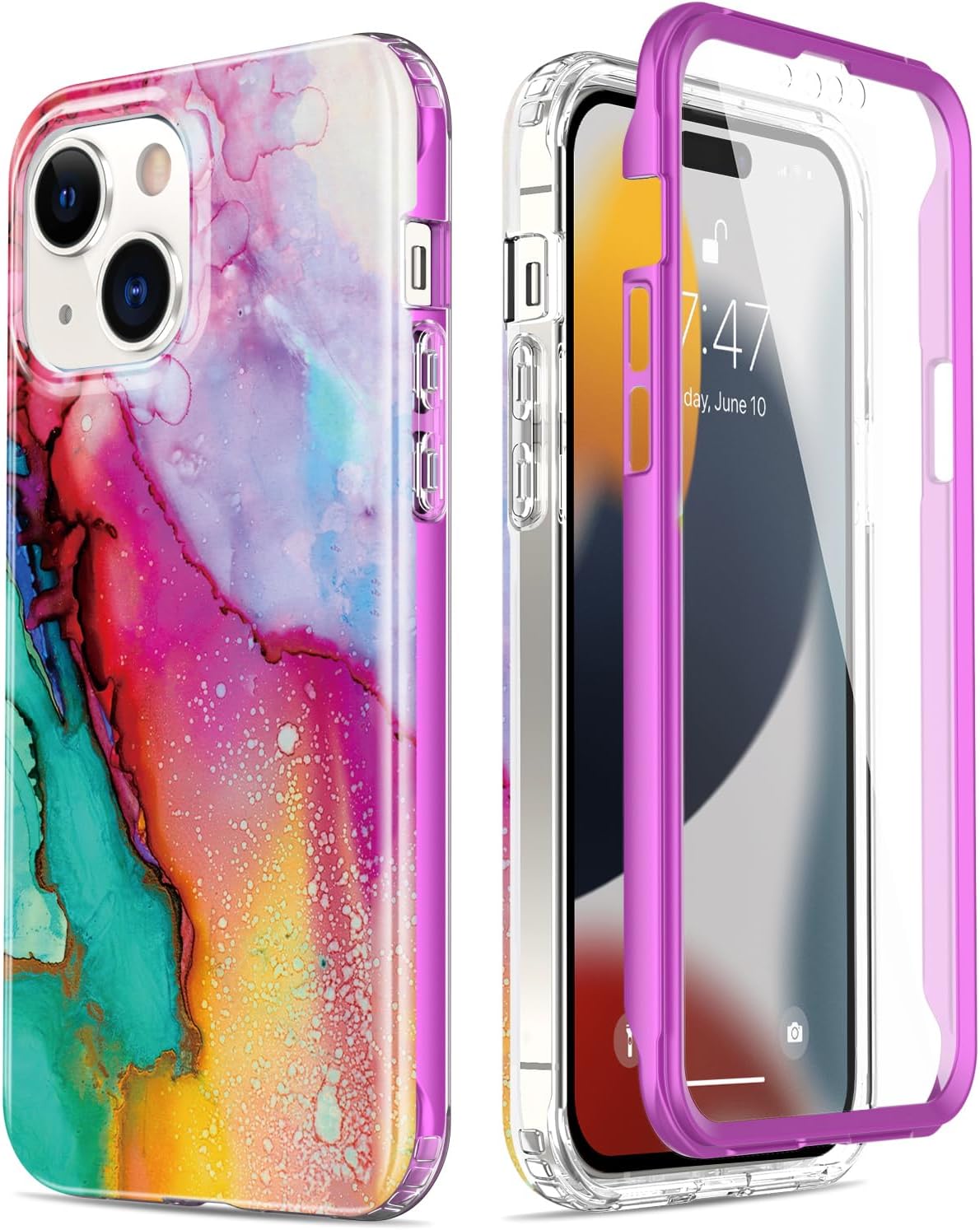 Esdot Funda para iPhone 15 con protector de pantalla integrado, funda duradera con diseños de moda para mujeres y niñas, elegante funda protectora