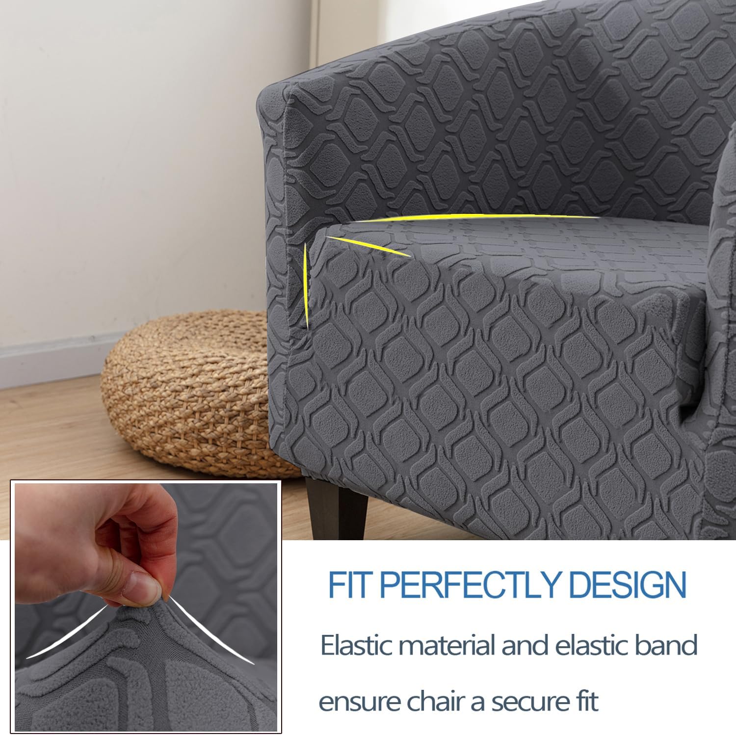 MIFXIN Funda elástica para silla de bañera, 1 pieza, funda elástica para silla de club, funda elástica de elastano, protector de muebles para sala