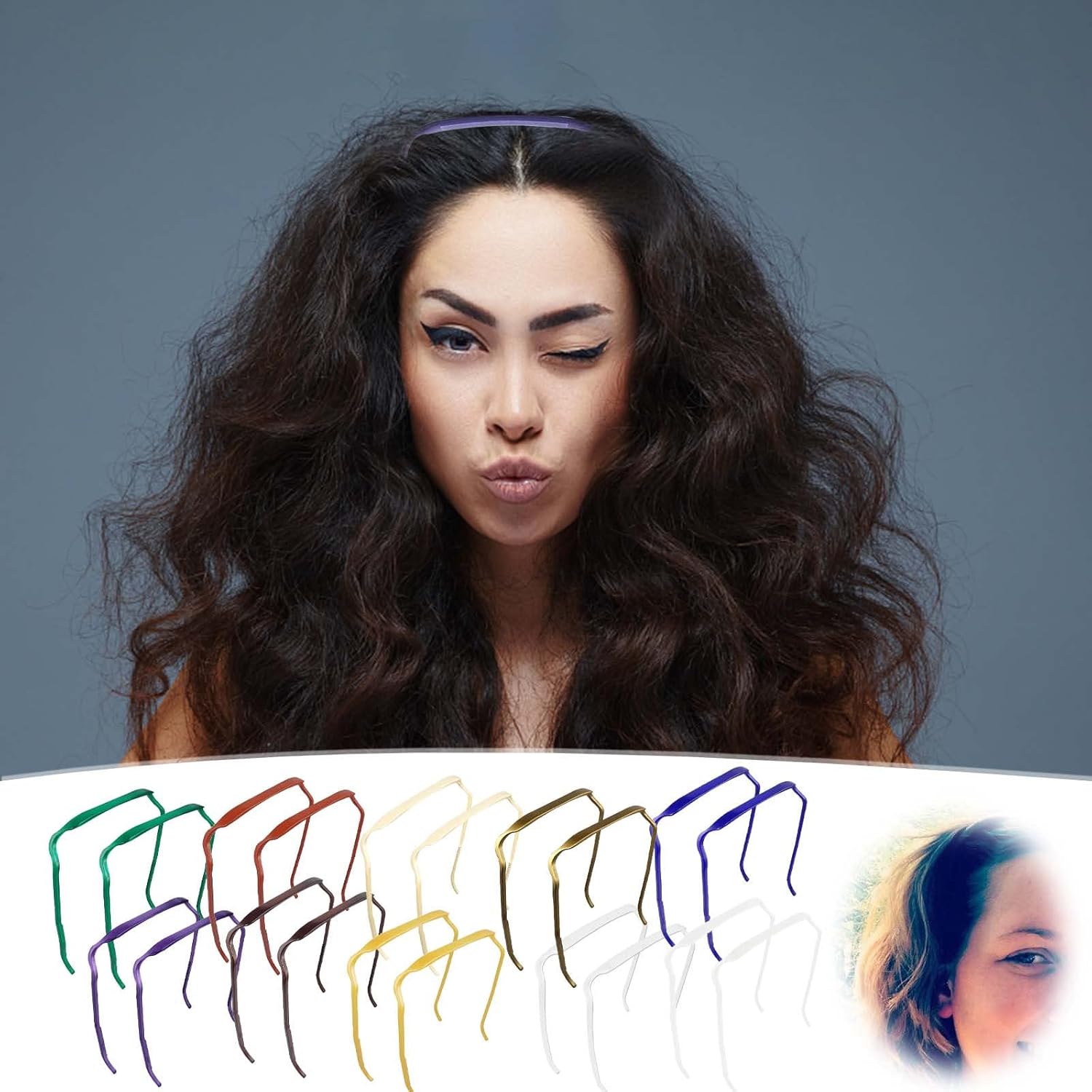 MMQ Diademas para el cabello rizado, de cabello grueso, tamaño mediano, para mujer, con diseño cuadrado, para lentes de sol, diadema invisible, aro