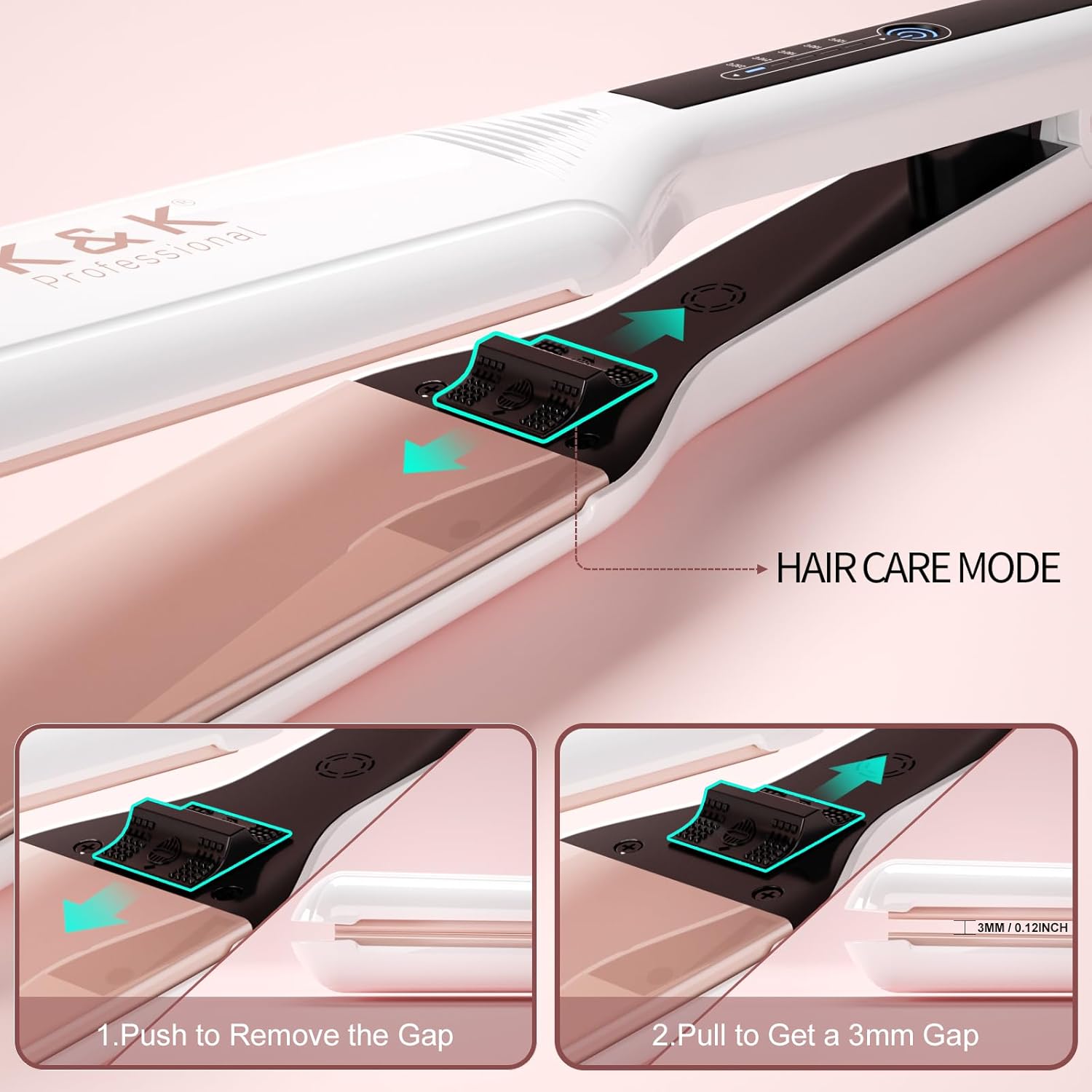 K&K Shine Therapy – Plancha de pelo de 2.25 pulgadas, plancha plana infundida con aceite de argán y queratina, alisadores profesionales de