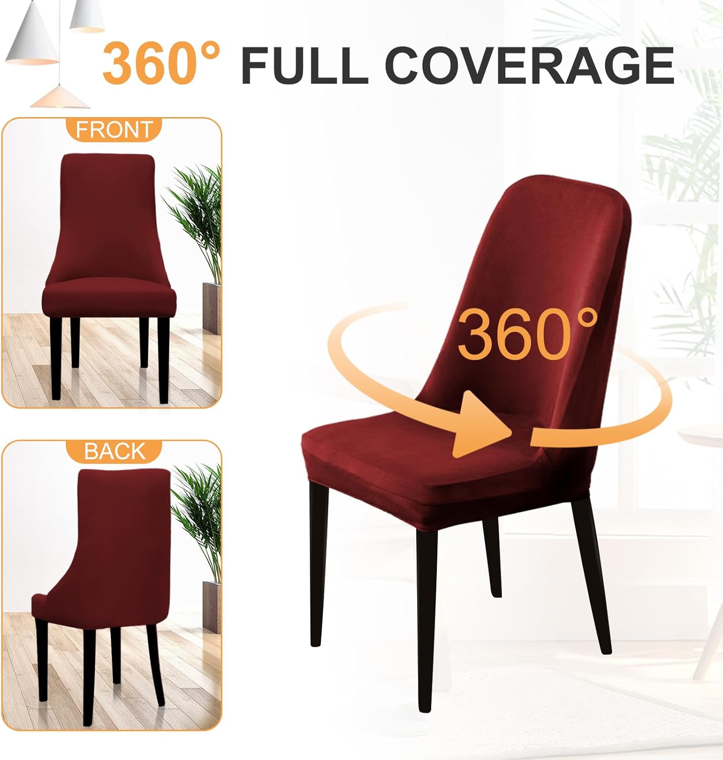 Fundas 100% impermeables para sillas de comedor, paquete de 2 unidades, fundas elásticas de elastano para sillas de comedor, fundas protectoras para