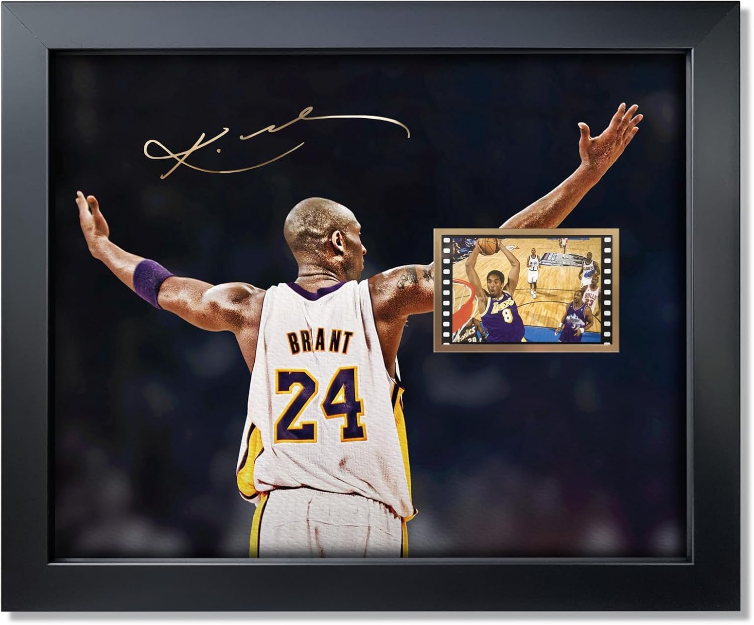 sufenvera Kobe Bryant – Póster enmarcado para fanáticos del baloncesto en cumpleaños, Navidad, Día del Padre, 10 x 8 pulgadas