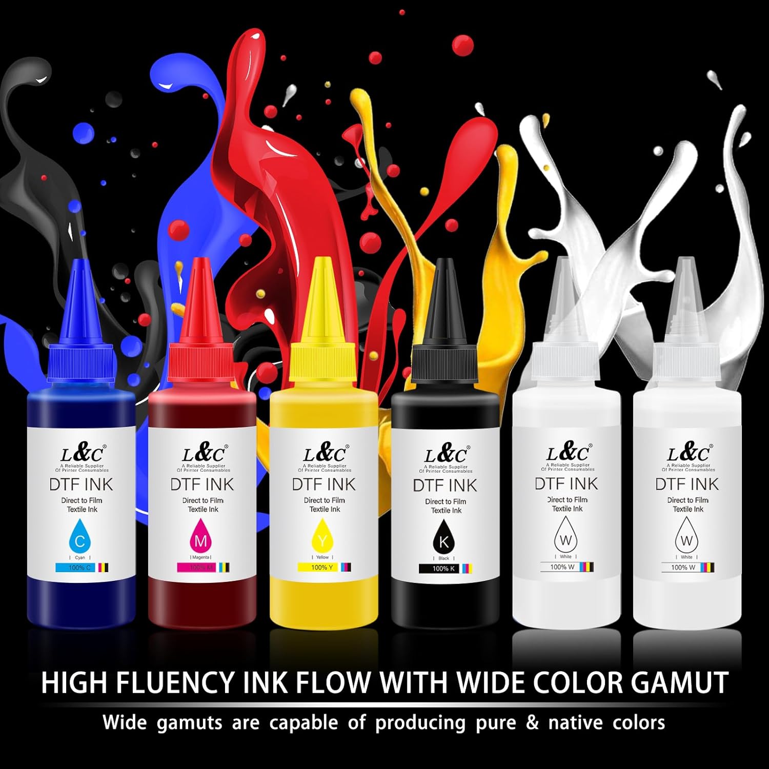 L&C Tinta DTF, tinta DTF para epson xp15000 DTF recarga de tinta de transferencia para et-8550 D570 l1800 R1390 xp15000 L805 Todas las impresoras