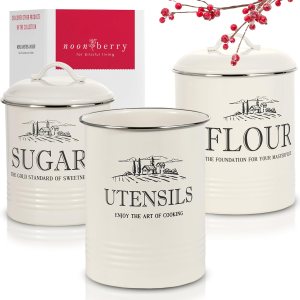 Juego de 3 recipientes para encimera de cocina, recipientes herméticos para azúcar y harina y soporte para utensilios de cocina, juego de Juego de 3 recipientes para encimera de cocina, recipientes herméticos para azúcar y harina y soporte para utensilios de cocina, juego de