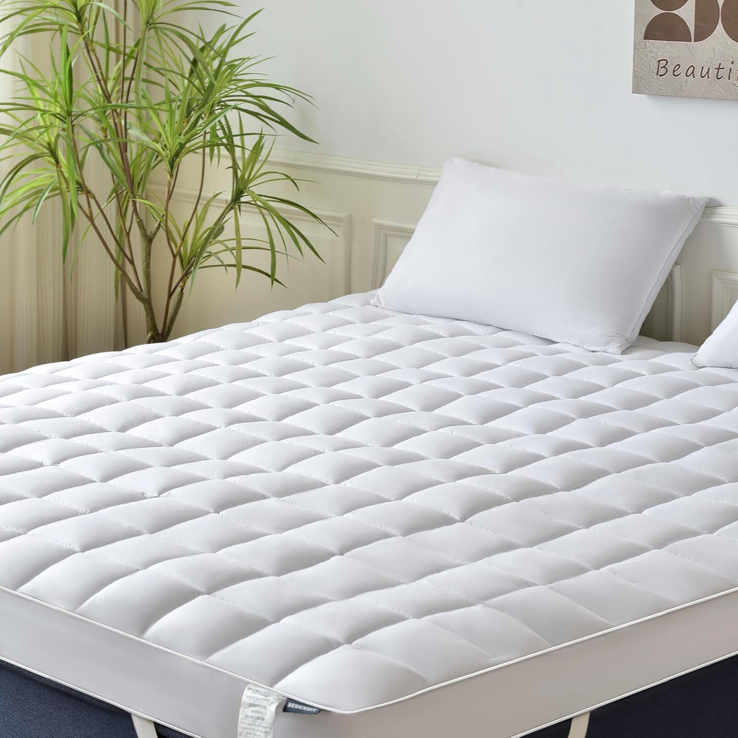 BEDENSIT Cubrecolchón tamaño Queen, 100% algodón extra grueso 5D+3D Snow Soft Funda de colchón Funda de colchón Cubrecolchón de cama, calidad de