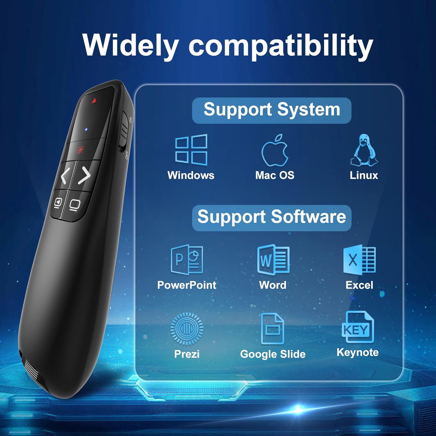 Presentación inalámbrica Clicker PowerPoint Presenter Remoto Clicker USB tipo C con puntero láser rojo Control PPT de largo alcance -Power Point