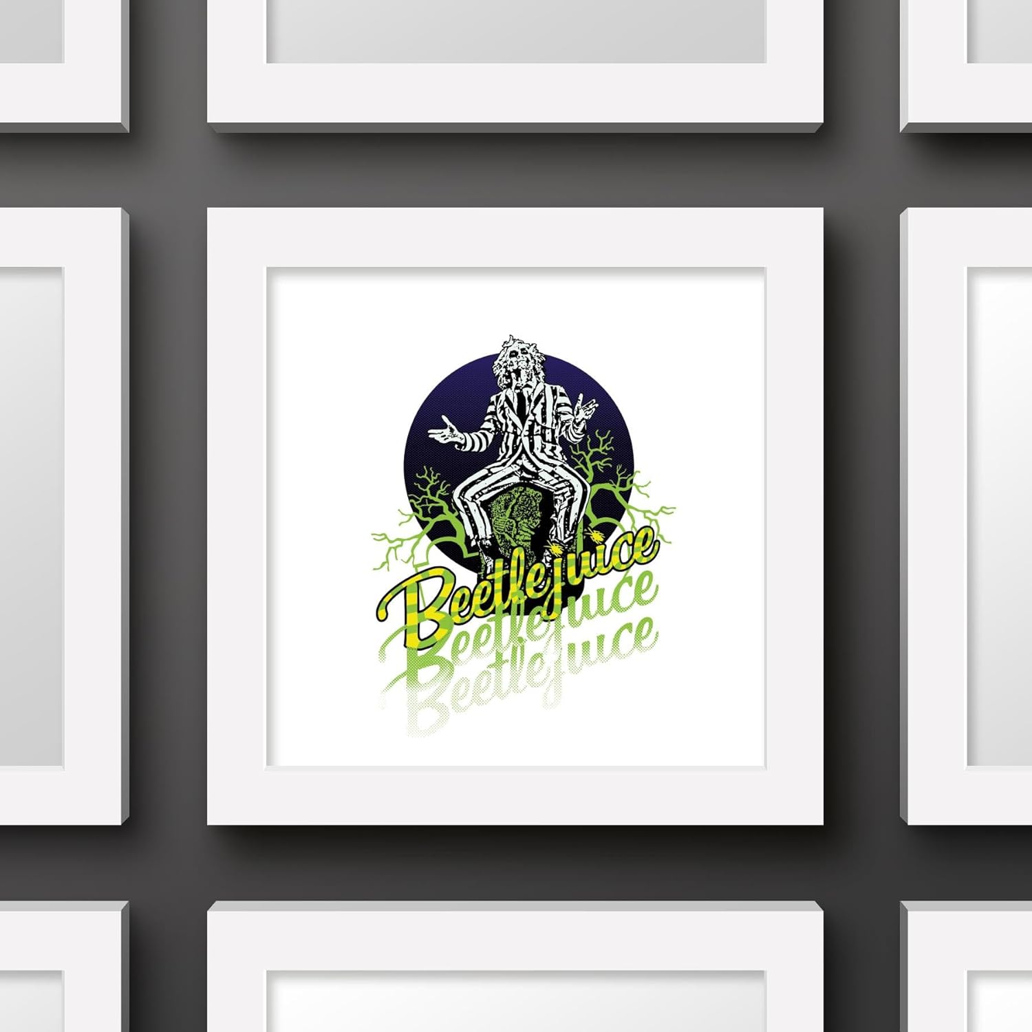 Trends International Gallery Pops Beetlejuice – Póster gráfico de pared de Beetlejuice, 12.00 x 12.00 pulgadas, versión de marco blanco
