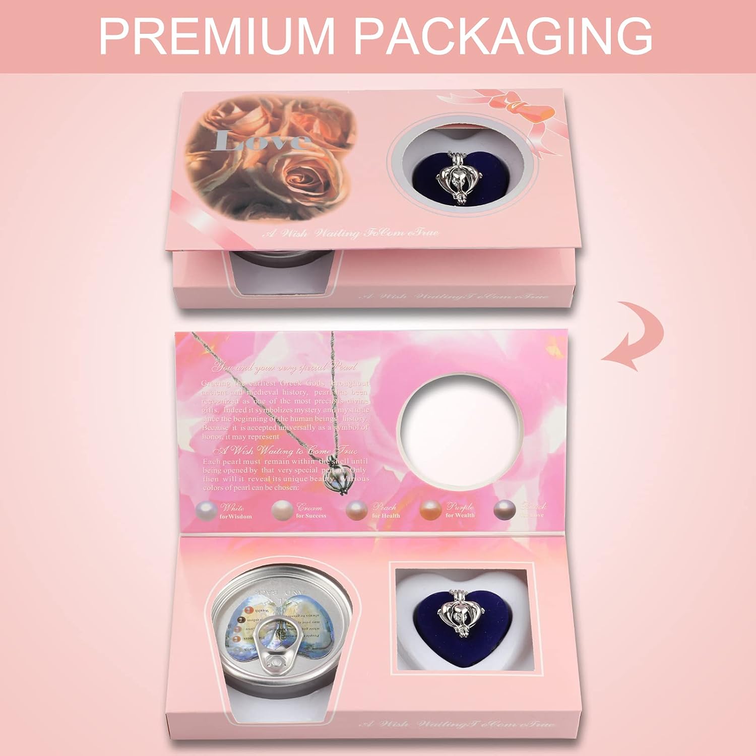 Kit de collar de perlas de agua dulce, caja de regalo de perlas sorpresa, kit de fabricación de collar de delfín, colgante de jaula de cuentas con