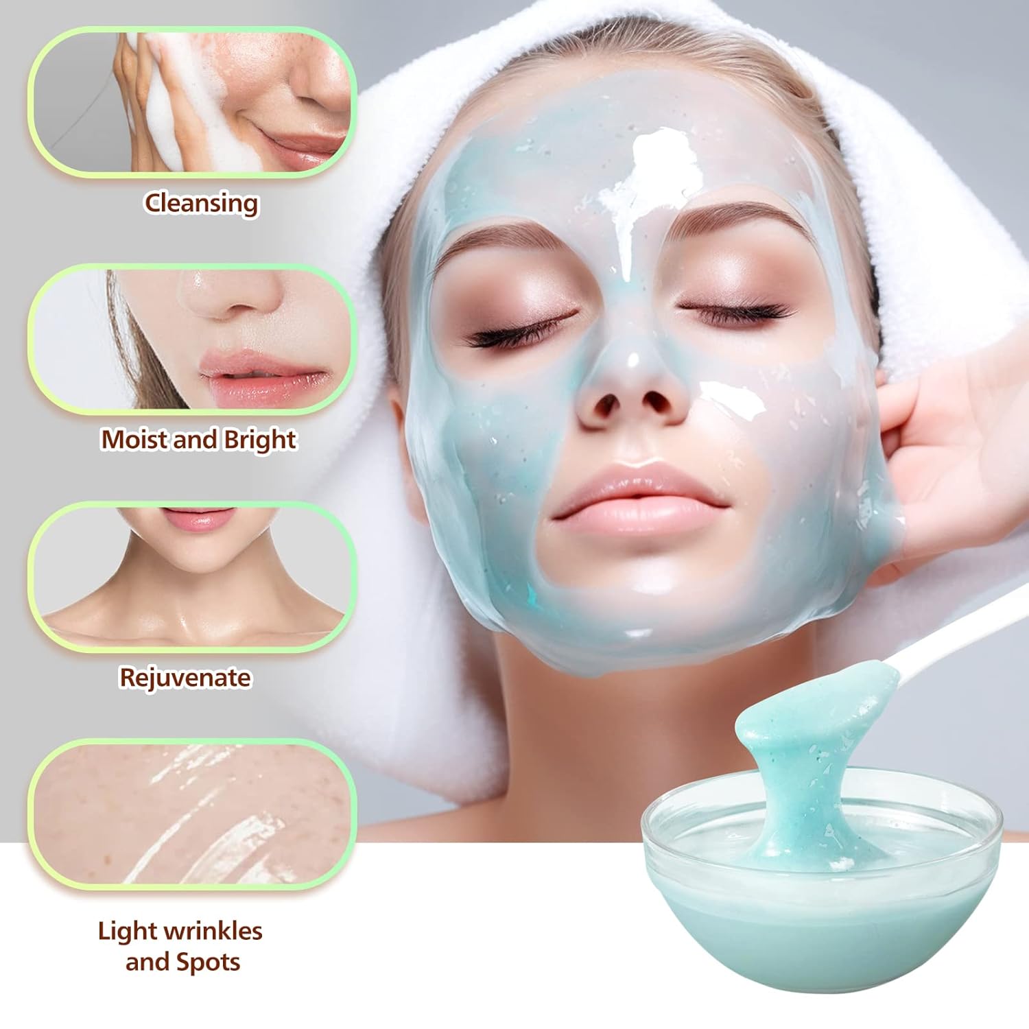 APPTI Máscara de gelatina de aloe vera, máscara facial de spa para el hogar, para aliviar los poros, quitar puntos negros, poros de limpieza
