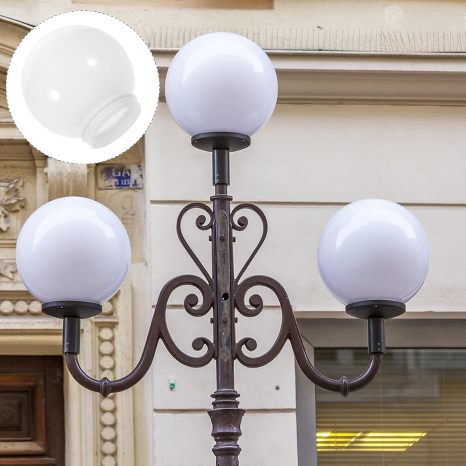 USHOBE Pantalla de bola para lámpara de mesa, pantalla de cristal, globos para lámparas de luz, cubierta de poste de lámpara, sombra de globo solar,