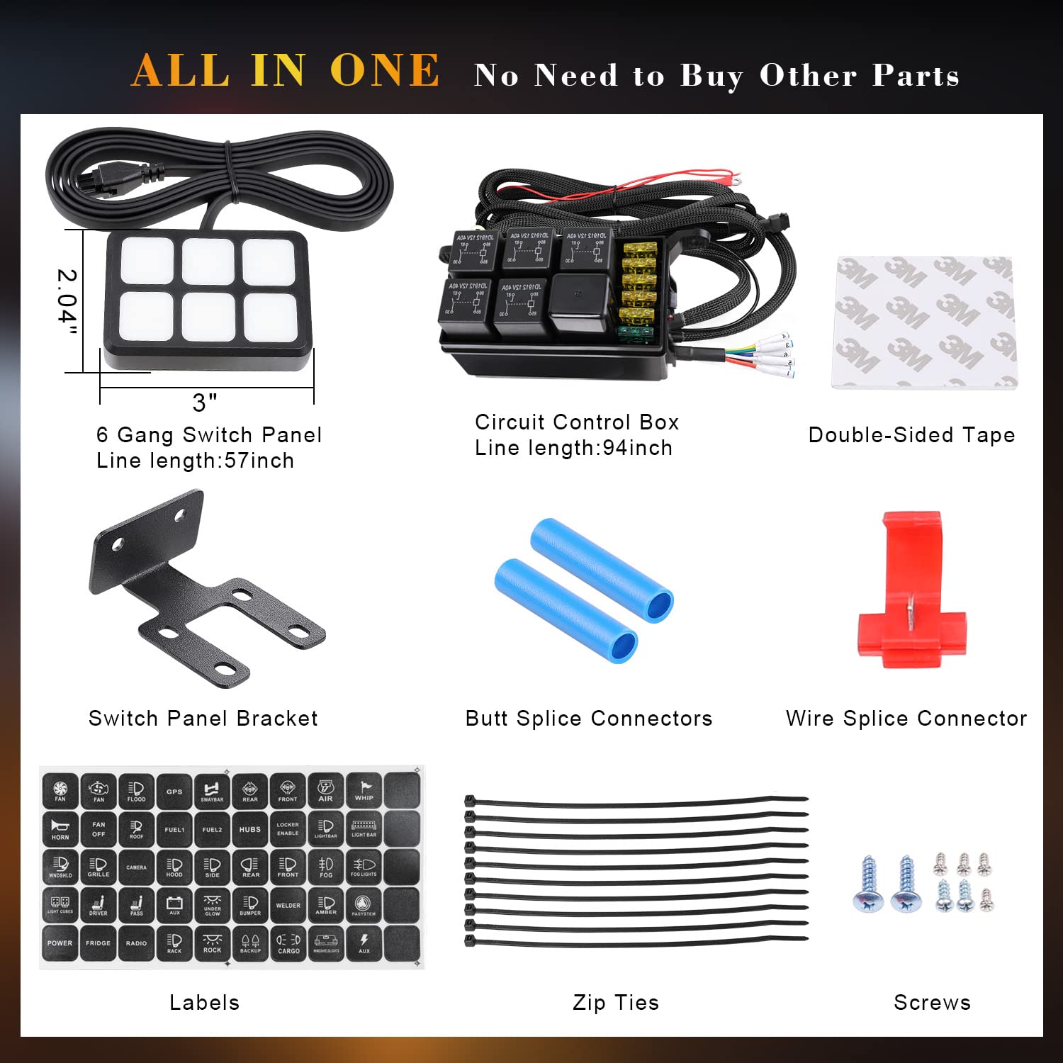 Niking Auto – Panel de interruptor de 6 bandas, sistema de relé universal de caja de control de circuito de encendidoapagado, módulos de interruptor