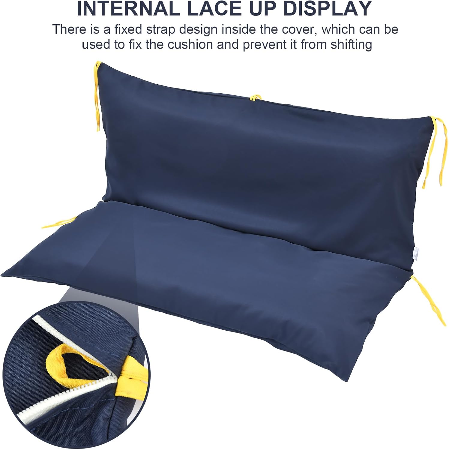 Funda de cojín de repuesto para columpio de tres asientos, antideslizante, con diseño de cuerda de amarre para muebles de exterior, cremallera fácil