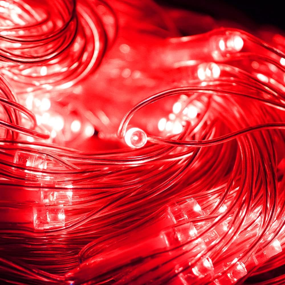 Red de luces de Navidad rojas, luces de malla de árbol para colgar al aire libre para Navidad, Halloween, jardín, pasarela, decoración de arbustos,