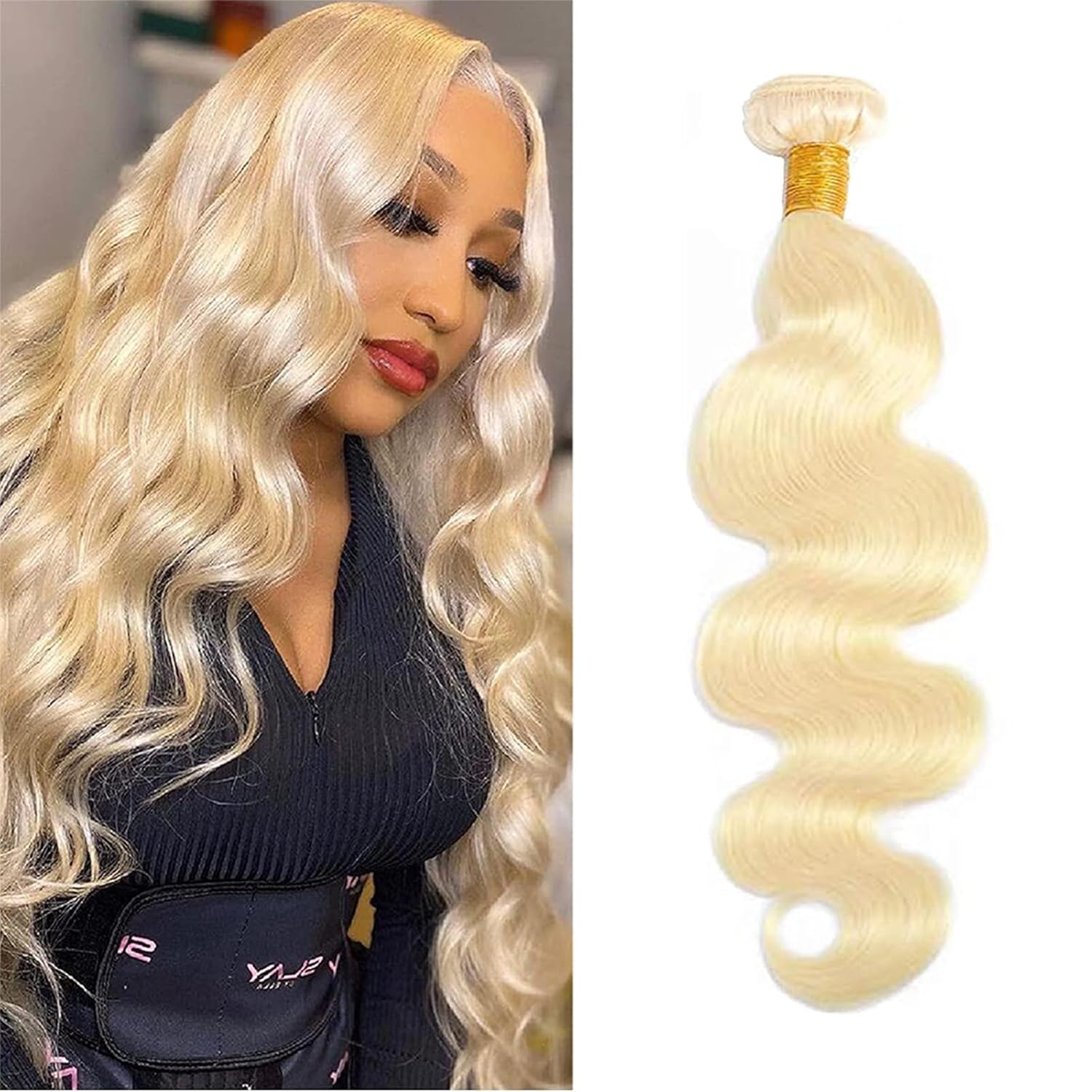 Paquetes de cabello humano rubio 613 de 26 pulgadas, grado 12A, 613, paquetes de cabello humano virgen brasileño 100% sin procesar, 1 paquete de