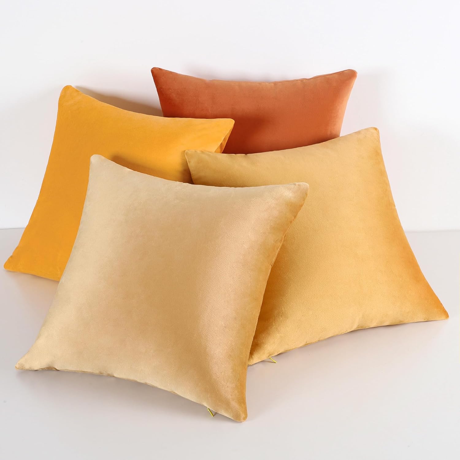 MADIZZ Juego de 4 fundas de almohada decorativas de terciopelo súper suave, estilo de lujo, para sofá y dormitorio, paquete de 4 unidades, color