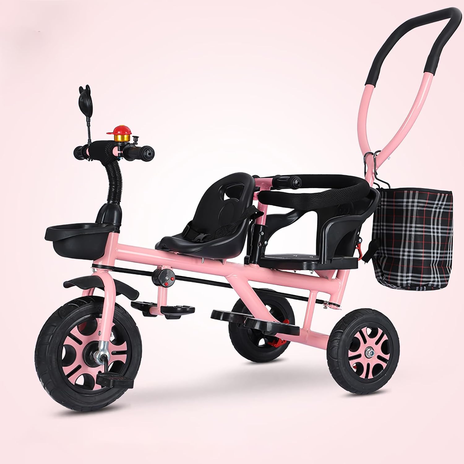 ButxeT Triciclo para niños, 3 en 1, triciclo para niños, con mango de empuje extraíble, con cesta de almacenamiento, arnés de seguridad, regalo de