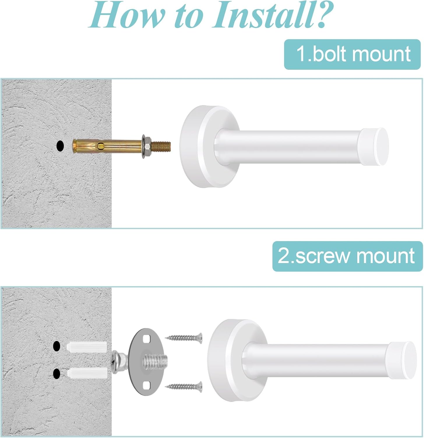 Topes de puerta blancos de 3.5 pulgadas, topes de puerta modernos de acero inoxidable con puntas de parachoques de puerta amortiguadoras de sonido,