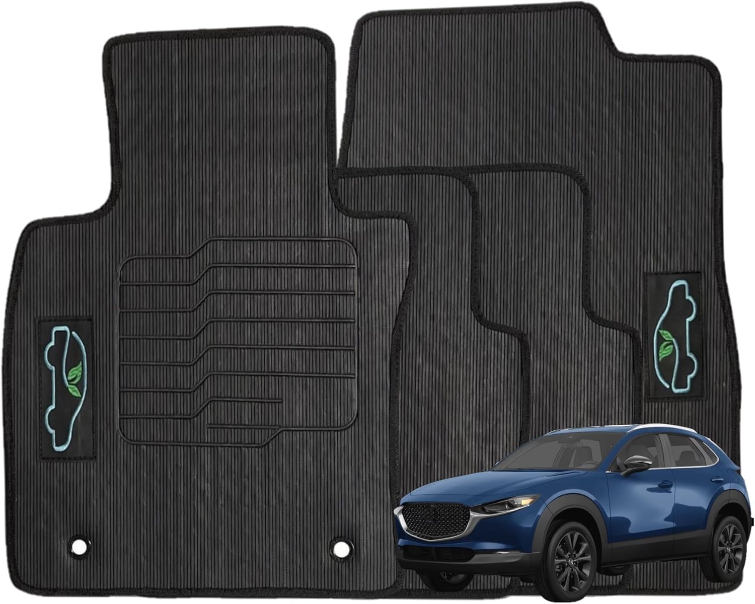 ecoMats Alfombrillas para todo tipo de clima para Mazda 3, CX-3 y Mazda CX-30 de 2019 a 2023, delanteras y traseras, color negro, cerraduras de