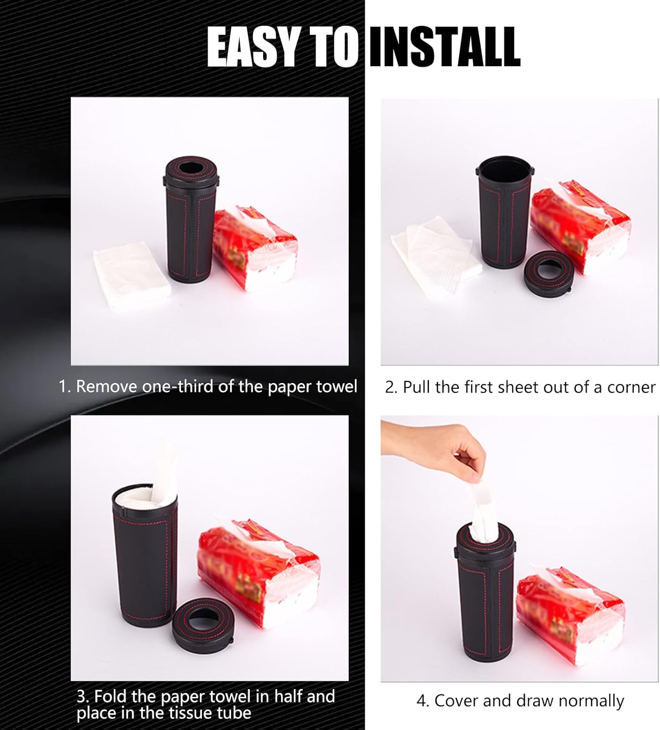 1 caja de almacenamiento de pañuelos para automóvil, soporte de papel de seda multifuncional para romper ventanas de emergencia de cuero ABS, caja