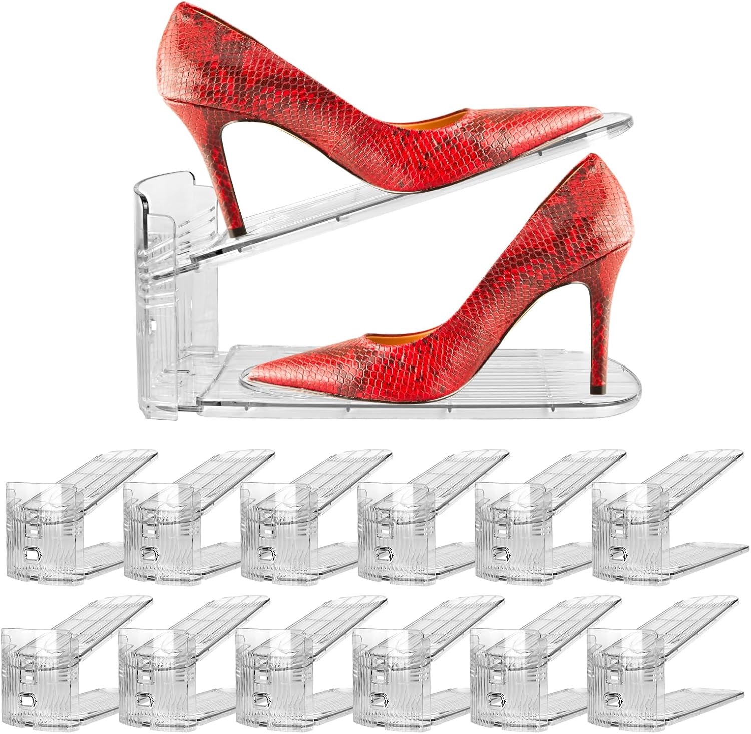 Organizador de ranuras para zapatos, apilador de zapatos estilo boutique para un par de zapatos, zapatero separable para organización del armario, 3