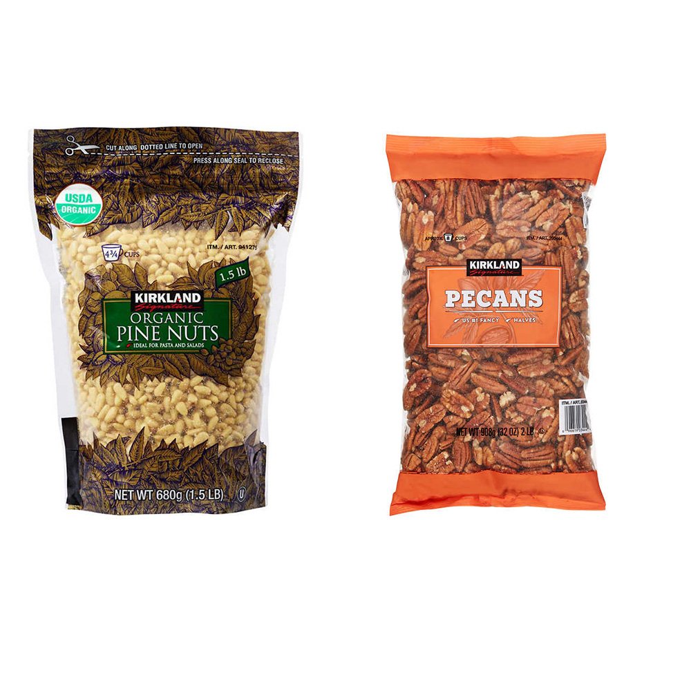 Kirkland Signature Paquete de piñones orgánicos y nueces, incluye piñones orgánicos Kirkland Signature (1.5 libras) y mitades de nuez (2.0 libras)