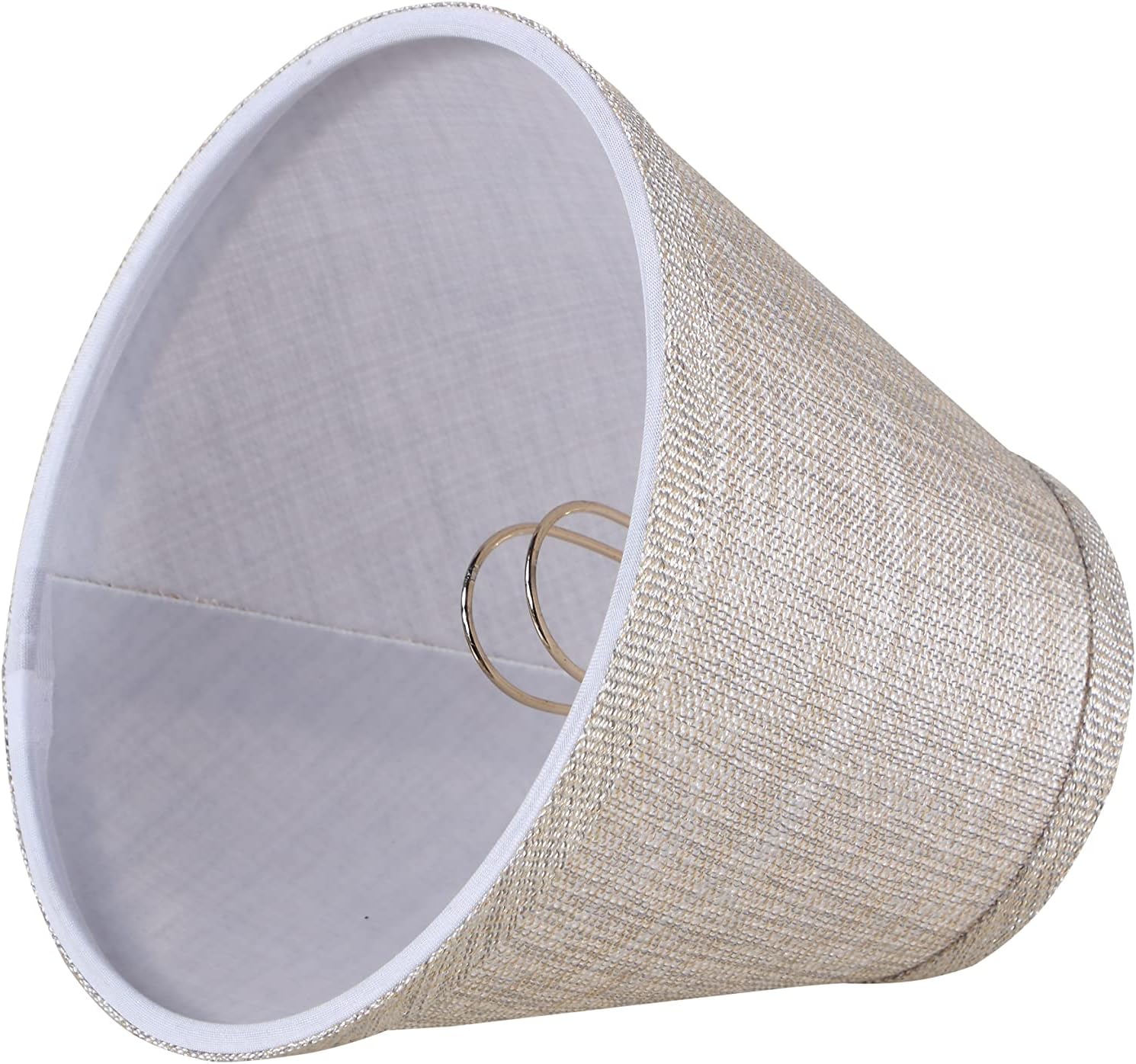 Aspen Creative 51018-2, pantalla de araña de transición con clip imperio, tela de textura de lino beige, parte superior de 3 pulgadas x 6 pulgadas