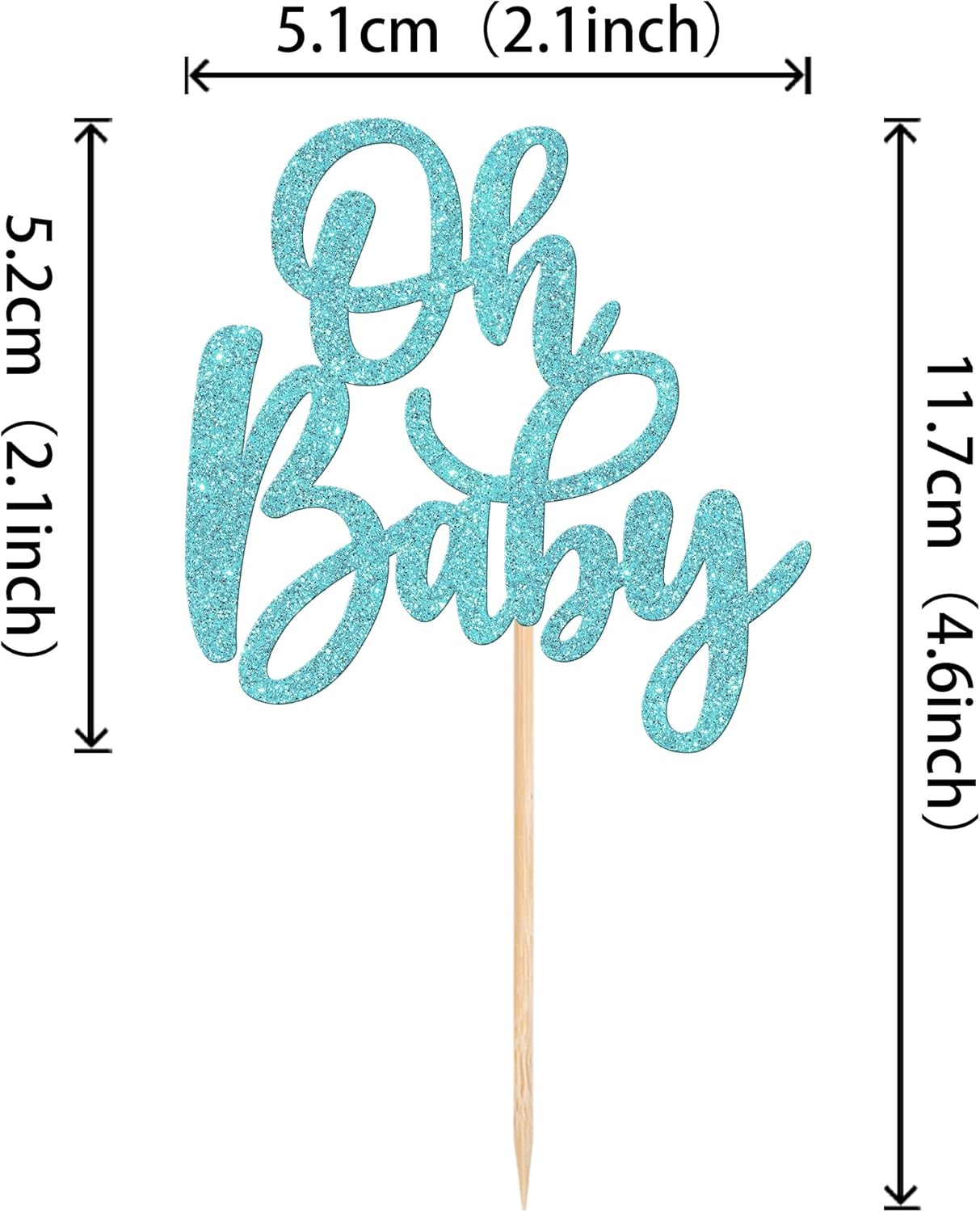 24 piezas Oh Baby Cupcake Toppers con purpurina para baby shower, para baby shower, niños y niñas, fiesta de cumpleaños, suministros de decoración