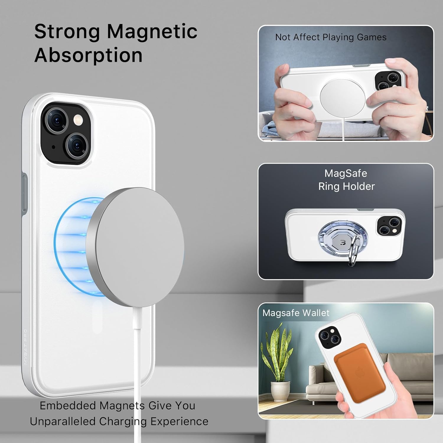 MYBAT PRO – Funda magnética para iPhone 15 de 6.1 pulgadas, compatible con MagSafe, funda delgada de la serie de fusibles, de policarbonato duro +