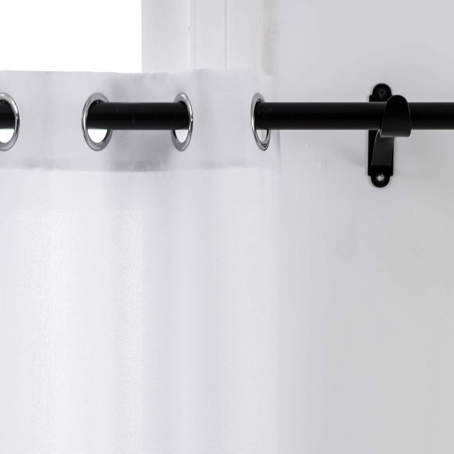 UPOPO Cortinas blancas para cocina sobre el fregadero, 36 pulgadas de largo, lino texturizado, cortinas cortas para baño, privacidad pequeña, mini