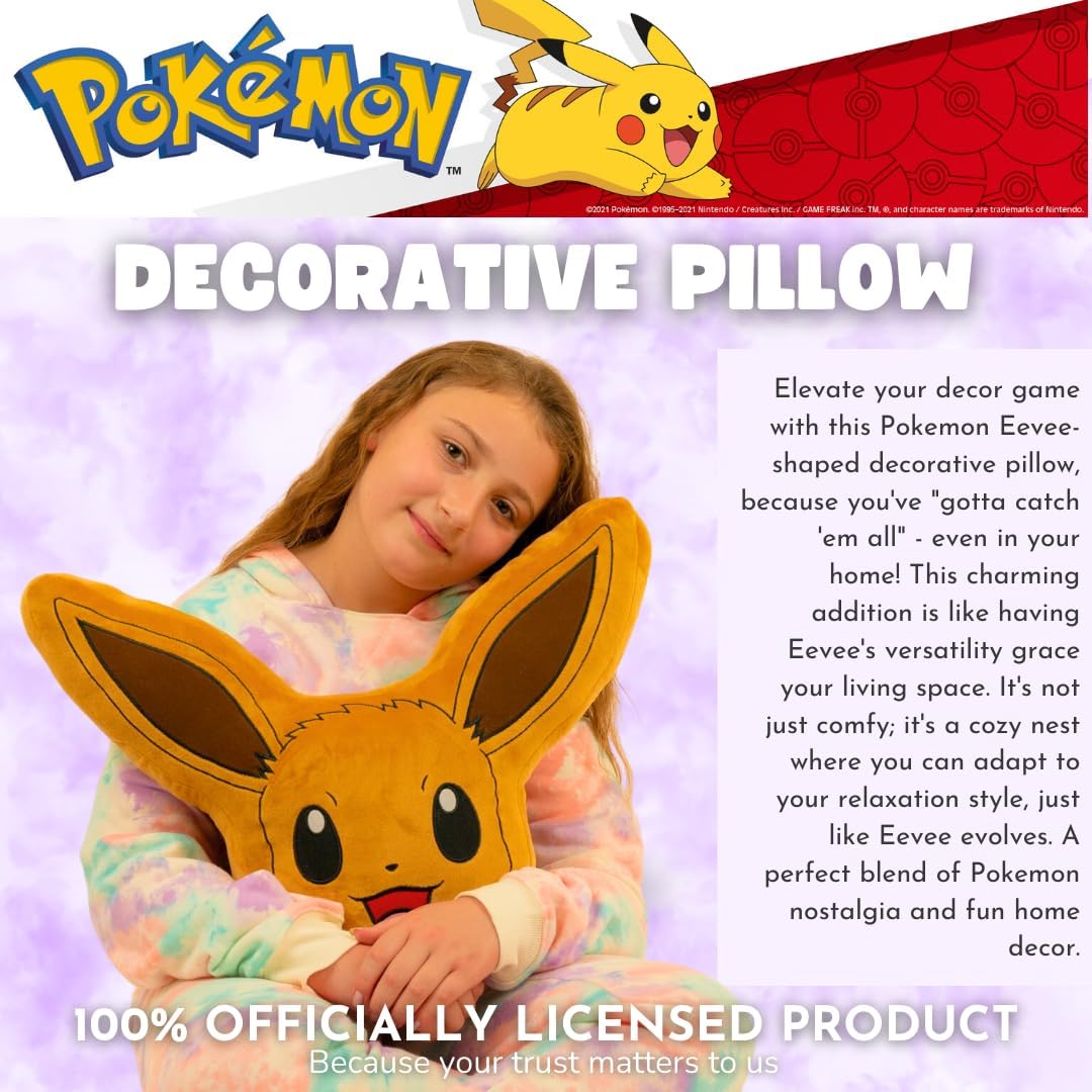 Franco Anime Gaming Bedding – Almohada decorativa de felpa súper suave y acogedora, talla única, Eevee