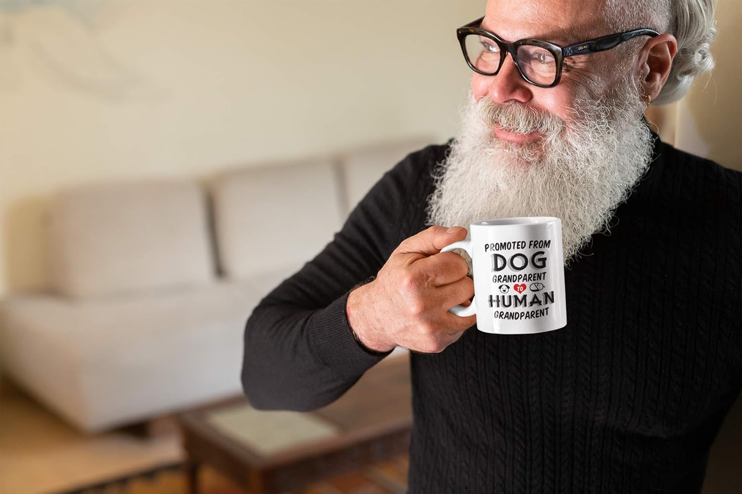 Pregnancy Announcement Gifts for Grandparents. Promoted from Dog Grandparent to Human 11 Ounce Mug. Gift Idea for Baby Reveal to Grandma or Grandpa