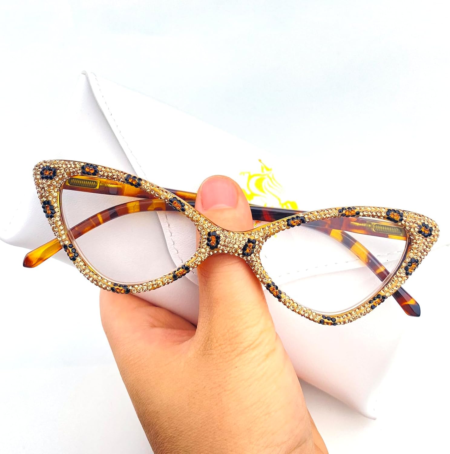 Gafas de lectura brillantes con diamantes de imitación para mujer, ojo de gato, bloqueo de luz azul, lupa para fiesta de diamantes