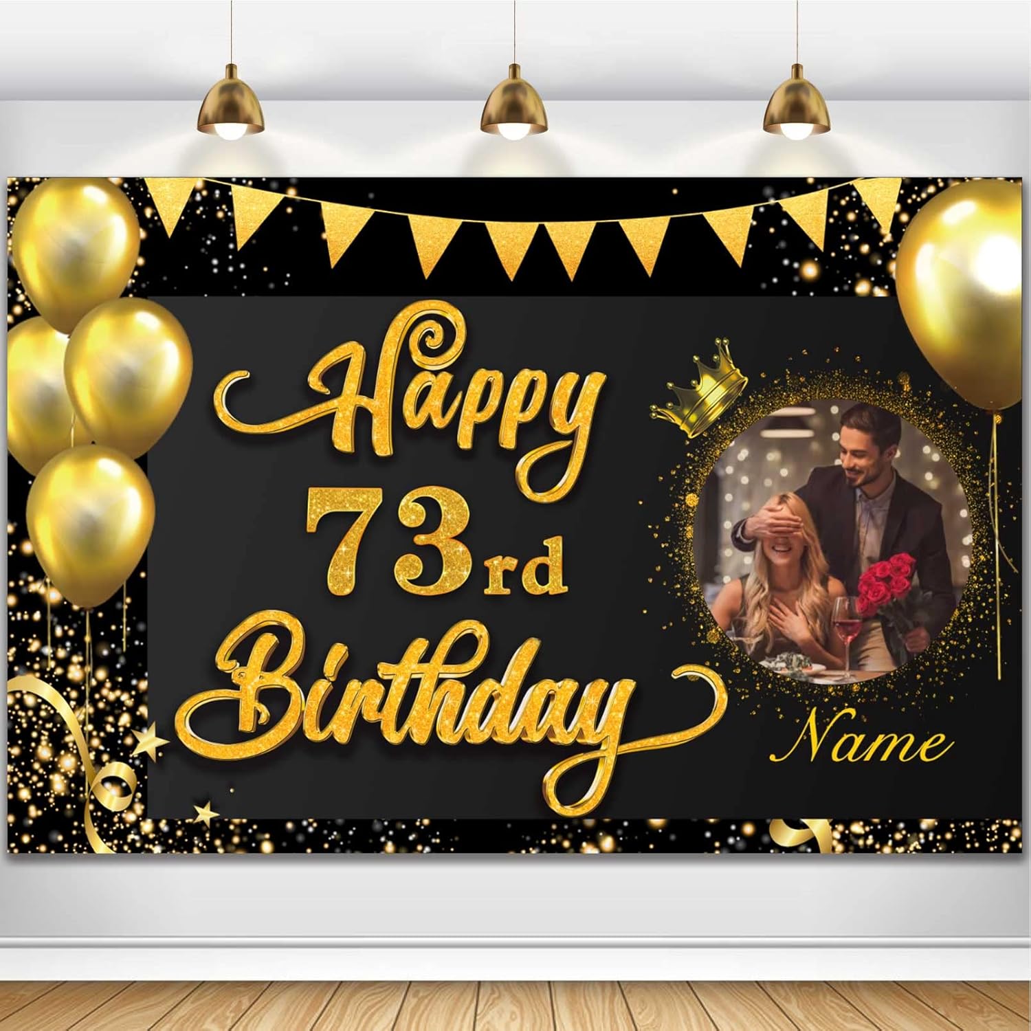 Cartel personalizado de decoración de cumpleaños número 73, telón de fondo para decoraciones de cumpleaños de 73 años, para mujeres, hombres, niños