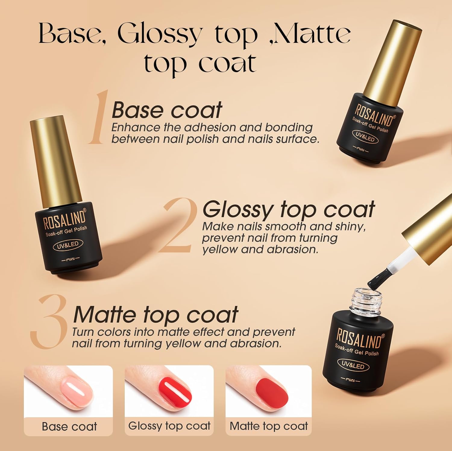 ROSALIND Juego de 35 esmaltes de uñas de gel, colección de esmaltes de gel rosa, rojo, gelatina blanca, juego de inicio de verano, esmalte de uñas