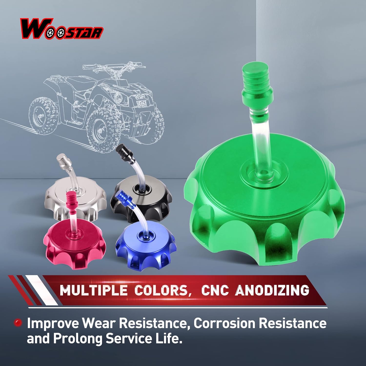 WOOSTAR Tapa de depósito de combustible CNC de repuesto para Taotao Roketa Apollo SSR 50cc 70cc 110cc 125cc 150cc ATV Dirt Bike Pit Bike Verde