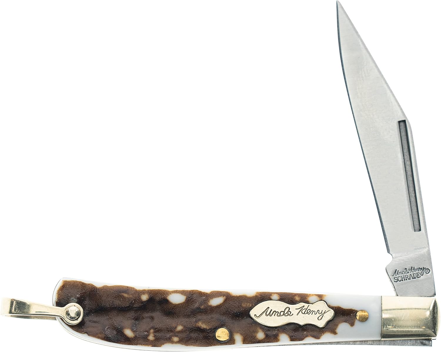 Uncle Henry Next Gen Staglon 12UH Roadie Cuchillo plegable de 5.1 pulgadas con hoja de acero inoxidable de 2.2 pulgadas y mango de estaglón para