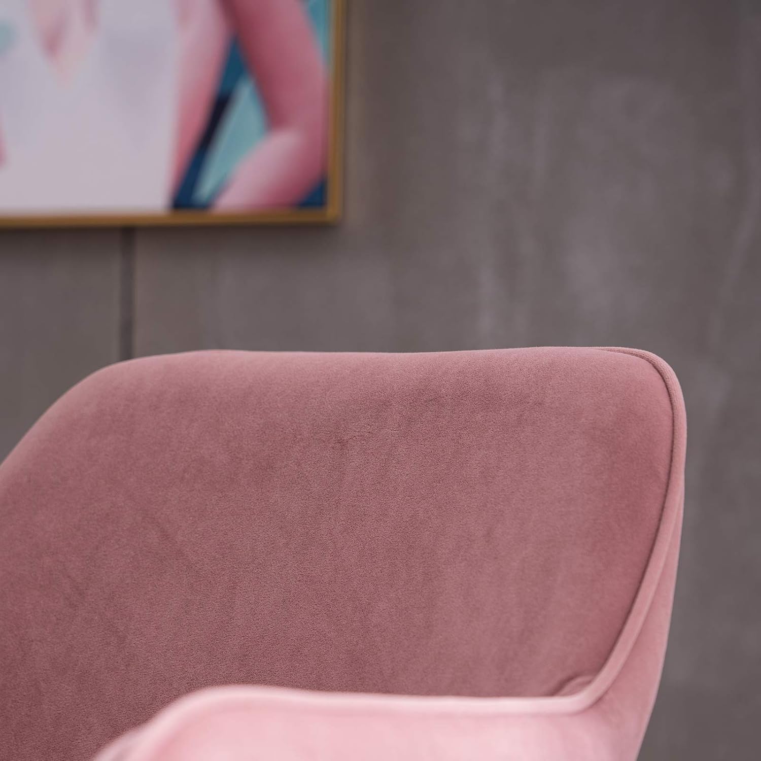 HomVent Silla de ocio de terciopelo, moderna silla de escritorio tapizada, silla giratoria de terciopelo, taburete giratorio de altura ajustable